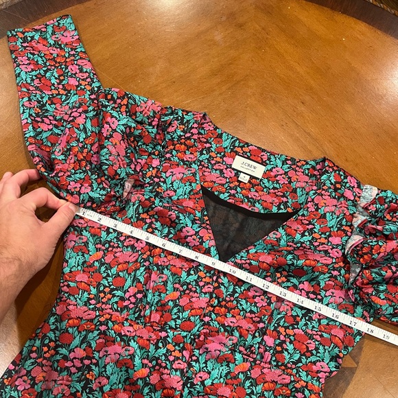 J.Crew Collection Drapey Puff Sleeve Dress Ratti Red Blooms Size 4 Maxi Sheath - Picture 11 of 16